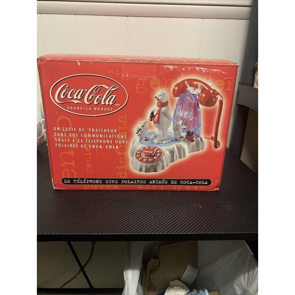 Vintage Coca Cola Animated Polar Bear Ice Skating Telephone